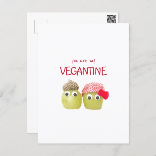 Funny cute vegans vegetarians vegantine postcard