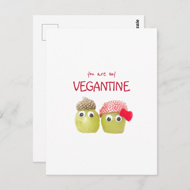 Funny cute vegans vegetarians vegantine postcard (Front/Back)