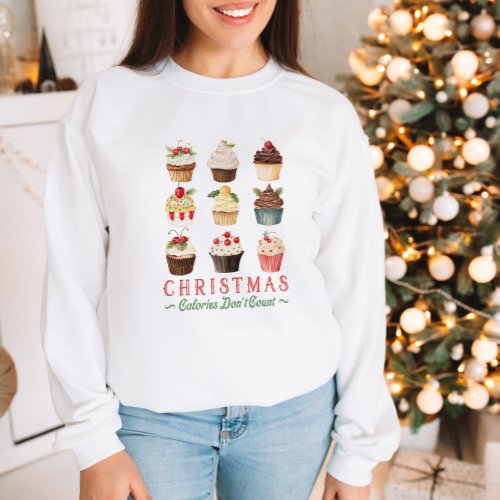 Funny Cute Vintage Sweet Cupcakes Christmas Sweatshirt