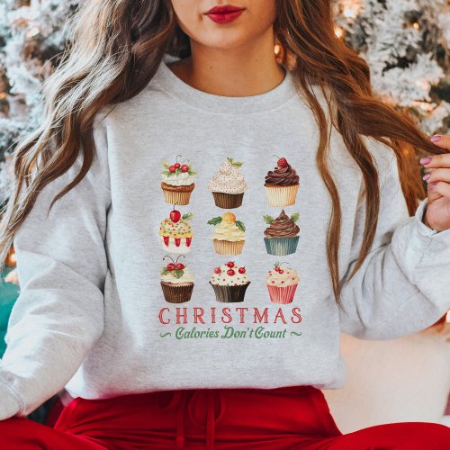 Funny Cute Vintage Sweet Cupcakes Christmas Sweatshirt