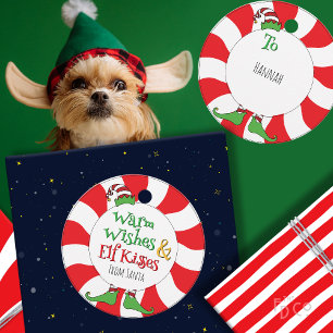 Funny Cute Warm Wishes & Elf Kisses  Favor Tags