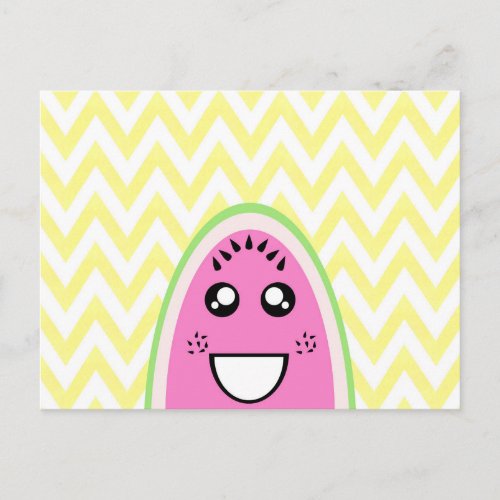 Funny Cute Watermelon Face Postcard