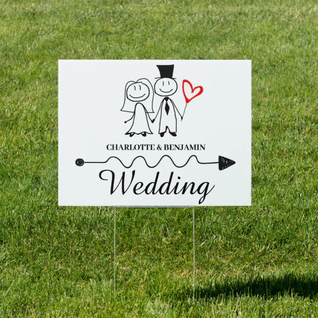 Funny & Cute Wedding directional Yard Lawn Sign | Zazzle