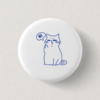 Funny Cute White Cat Doodle Character Button