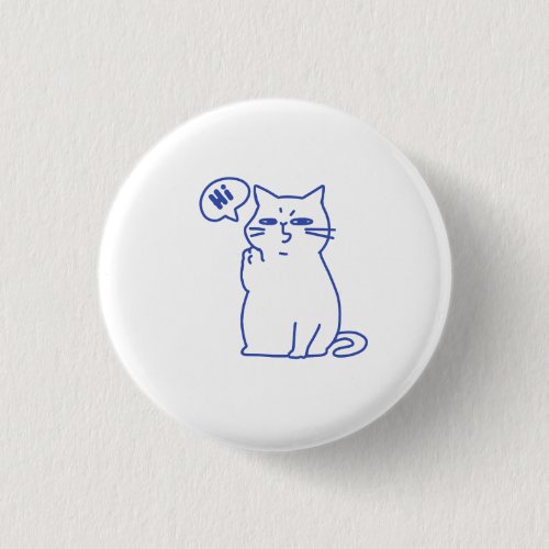 Funny Cute White Cat Doodle Character Button