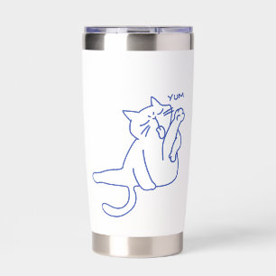 Funny Cute White Cat Doodle Character Insulated Tumbler