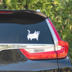 Funny Cute White Cat Doodle Character Sticker