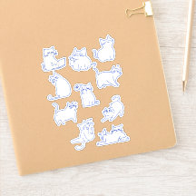 Funny Cute White Cat Doodle Character