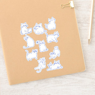 Funny Cute White Cat Doodle Character Sticker