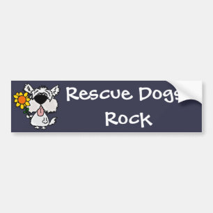 Funny Cute White Shaggy Puppy Dog Bumper Sticker