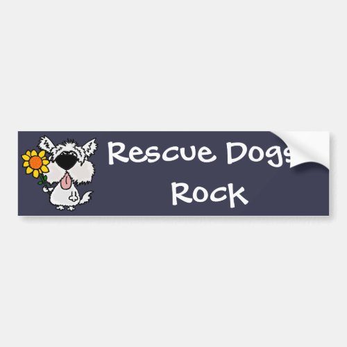 Funny Cute White Shaggy Puppy Dog Bumper Sticker