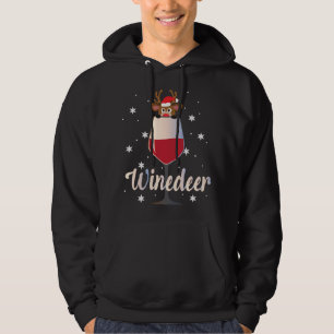 Funny Cute Winedeer Reindeer Wine Drinker Christma Hoodie