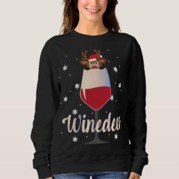 Funny Cute Winedeer Reindeer Wine Drinker Christma Sweatshirt