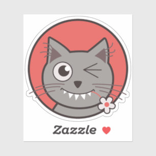 Funny Cute Winking Cartoon Kitty Cat Sticker