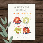 Funny Cute Winter Christmas Hearts Ugly Sweater Holiday Postcard<br><div class="desc">If you need any further customisation please feel free to message me on yellowfebstudio@gmail.com.</div>