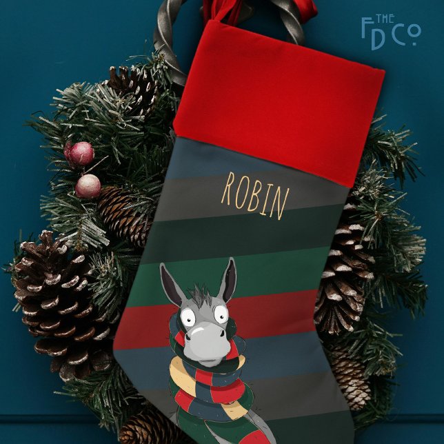 Funny Cute Winter Donkey Illustration  Christmas Stocking (Creator Uploaded)