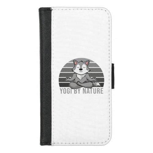 Funny cute wolf doing yoga funny yoga poses iPhone 87 wallet case
