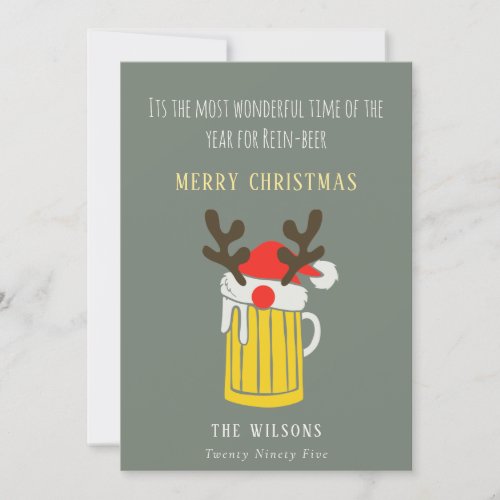 Funny Cute Wonderful Time For Rein beer Christmas Holiday Card