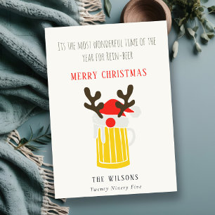 Funny Cute Wonderful Time For Rein beer Christmas Holiday Card