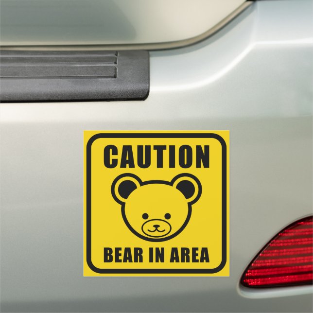Funny Cute Yellow Black Teddy Bear Warning Sign (In Situ)