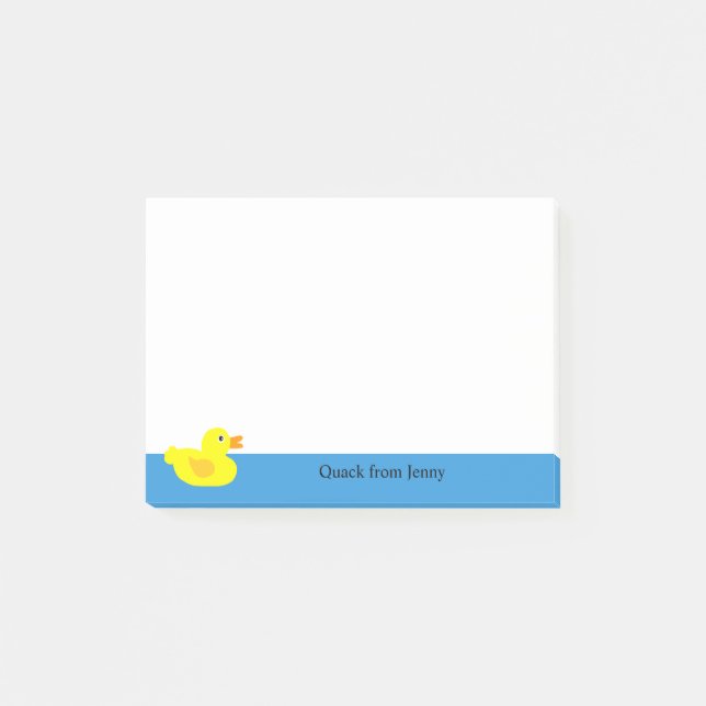 Funny Cute Yellow Duck Animal Custom Name Post-it Notes (Front)