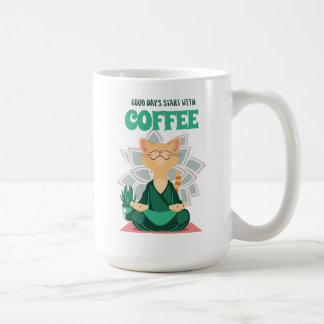 Funny Cute Yoga Cat Coffee Mug, Cat Lovers Mug