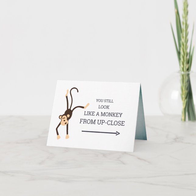 Funny Cute You Monkey Business Suit 21st Birthday  Card (Front)