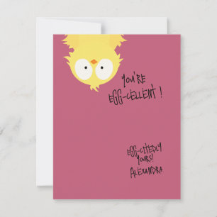 Funny Cute “You’re Egg-cellent” Chicken Pun Note Card
