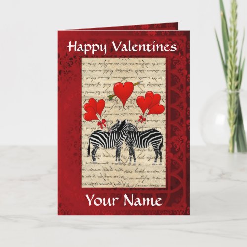 Funny cute zebras valentines day holiday card