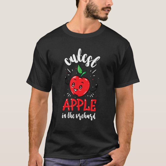 Funny Cutest Apple In The Orchard Apple Picking Ki T-Shirt (Front)