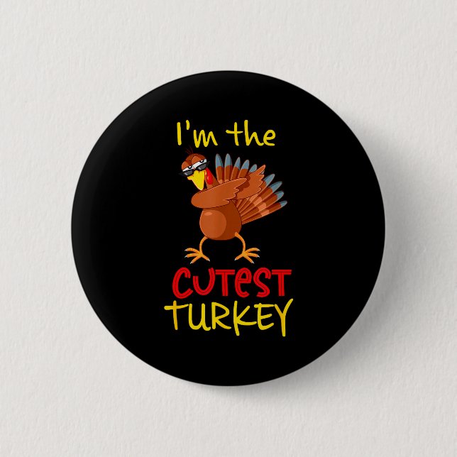 Funny Cutest Turkey Matching Family Group Thanksgi Button (Front)