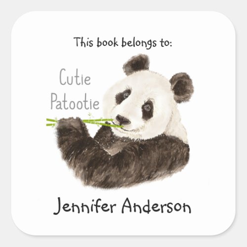 Funny Cutie Patootie Panda Bear   Bookplate