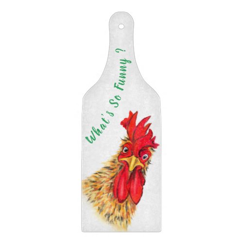 Funny Cutting Board with Surprised Rooster