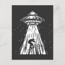 Funny Cycling bmx Alien Ufo Biker Abduction Postcard