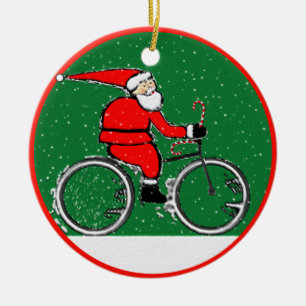 Funny Cycling Christmas Ceramic Ornament