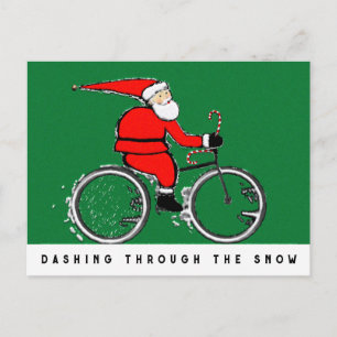 Funny Cycling Christmas Holiday Postcard