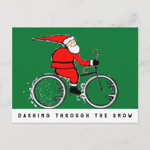 Funny Cycling Christmas Holiday Postcard