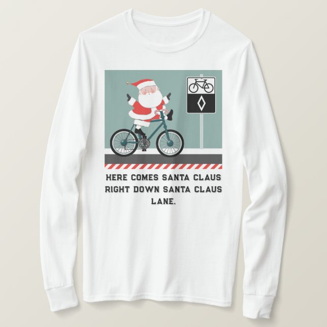 Funny Cycling Christmas T-Shirt (Design Front)