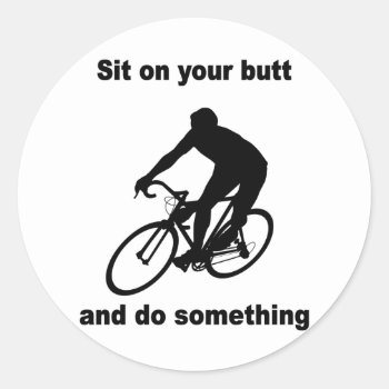 Funny Cycling Classic Round Sticker by runnersboutique at Zazzle