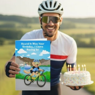 Funny Cycling Dog Birthday Bicycle Cake Delivery Card