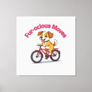 **Funny Cycling Dog – Cute Dog Riding a Bicycle Il Canvas Print