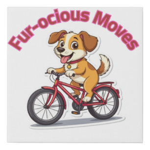 **Funny Cycling Dog – Cute Dog Riding a Bicycle Il Faux Canvas Print