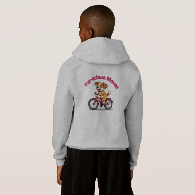 **Funny Cycling Dog – Cute Dog Riding a Bicycle Il Hoodie (Back Full)