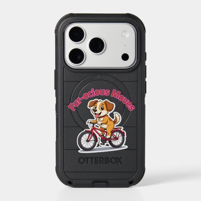 **Funny Cycling Dog – Cute Dog Riding a Bicycle Il Otterbox iPhone Case (Back)