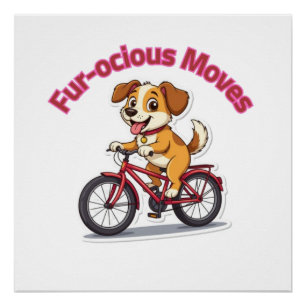 **Funny Cycling Dog – Cute Dog Riding a Bicycle Il Poster