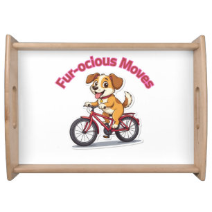 **Funny Cycling Dog – Cute Dog Riding a Bicycle Il Serving Tray