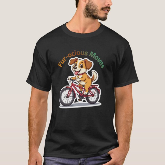 **Funny Cycling Dog – Cute Dog Riding a Bicycle Il T-Shirt (Front)