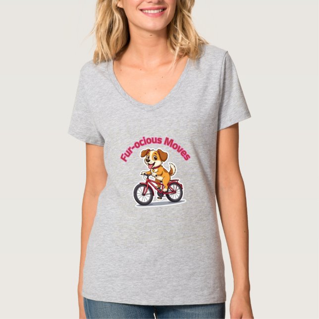 **Funny Cycling Dog – Cute Dog Riding a Bicycle Il T-Shirt (Front)