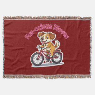 **Funny Cycling Dog – Cute Dog Riding a Bicycle Il Throw Blanket