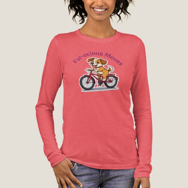 **Funny Cycling Dog – Cute Dog Riding a Bicycle Il Tri-Blend Shirt (Front)